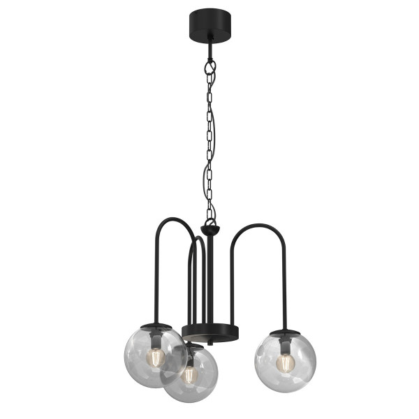 Lampa wisząca czarny matowa-przezroczysta Cambridge 3xE14x15W Luminex 847491