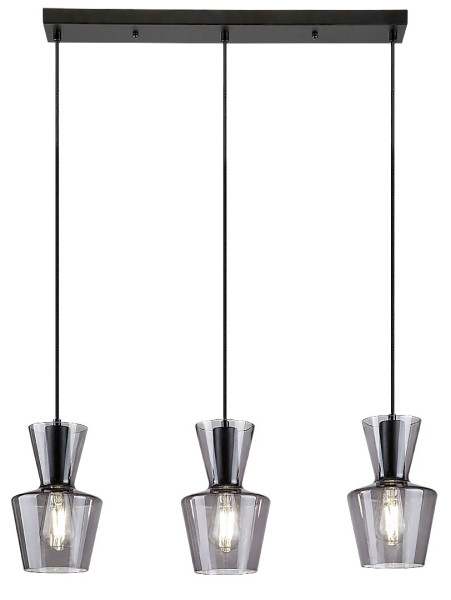 Lampa wisząca czarny matowa-szkło dymne Abra 3xE27x60W Rabalux 850897