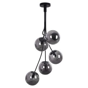 Lampa wisząca czarny matowa-szkło dymne Glory 5xE14x40W Rabalux 952580 Lampa wisząca czarny matowa-szkło dymne Glory 5xE14x40W Rabalux 952580
