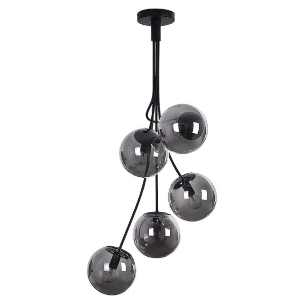 Lampa wisząca czarny matowa-szkło dymne Glory 5xE14x40W Rabalux 952580