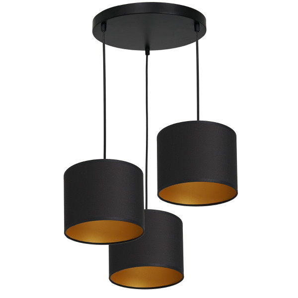 Lampa wisząca czarny matowa-złota Arden 3xE27x15W wym: 110x45x45 cm Luminex 845662