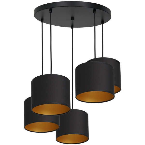 Lampa wisząca czarny matowa-złota Arden 5xE27x15W wym: 110x58x58 cm Luminex 845727