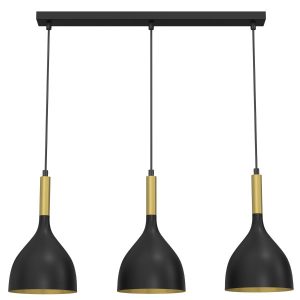 Lampa wisząca czarny matowa-złoty mat Noak 3xE27x15W Luminex 845812
