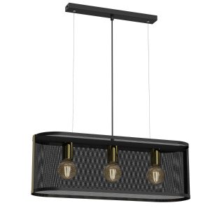 Lampa wisząca czarny matowa-złoty połysk Kaga 3xE27x15W Luminex 847418 Lampa wisząca czarny matowa-złoty połysk Kaga 3xE27x15W Luminex 847418