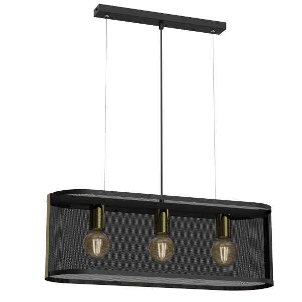 Lampa wisząca czarny matowa-złoty połysk Kaga 3xE27x15W Luminex 847418