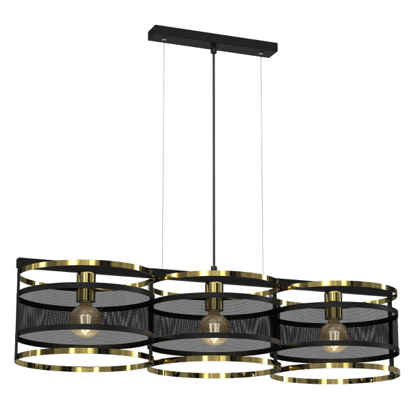 Lampa wisząca czarny matowa-złoty połysk Rim 3xE27x15W Luminex 847347