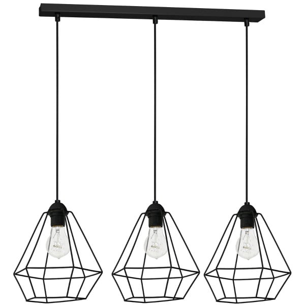 Lampa wisząca czarny matowy Alma 3xE27x15W wym: 110x70x25 cm Luminex 847460