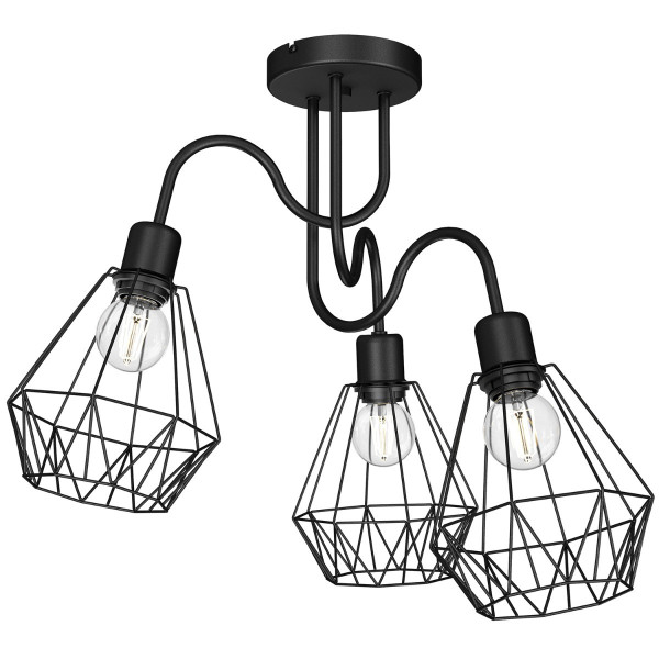 Lampa wisząca czarny matowy Bergen 3xE27x15W wym: 50x51x51 cm Luminex 845956