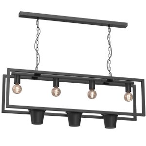 Lampa wisząca czarny matowy Flores 4xE27x15W wym: 110x110x20 cm Luminex 847549 Lampa wisząca czarny matowy Flores 4xE27x15W wym: 110x110x20 cm Luminex 847549