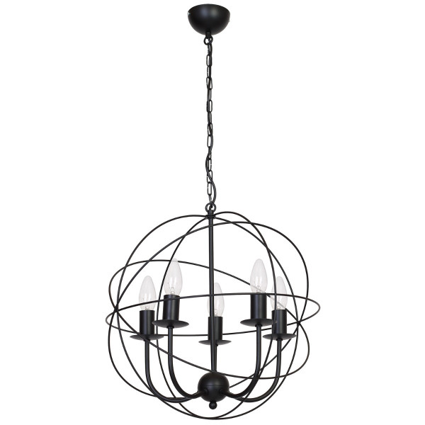 Lampa wisząca czarny matowy Globe 5xE14x15W wym: 95x40x40 cm Luminex 846397