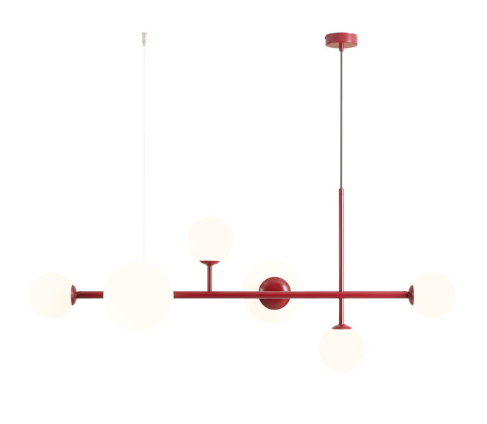 Lampa wisząca czerwono-biała Dione 6xE14x15W wym: 110x130x62 cm Aldex 852754
