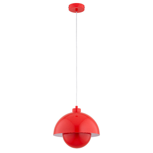 Lampa wisząca czerwono-biała KUGER 1xE27x15W wym: 85x27x27 cm Alfa 842013
