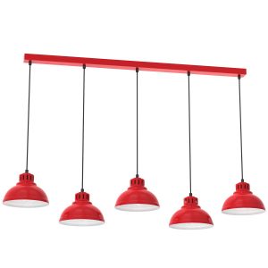 Lampa wisząca czerwony matowa-biała-czarna Sven 5xE27x15W Luminex 846605 Lampa wisząca czerwony matowa-biała-czarna Sven 5xE27x15W Luminex 846605