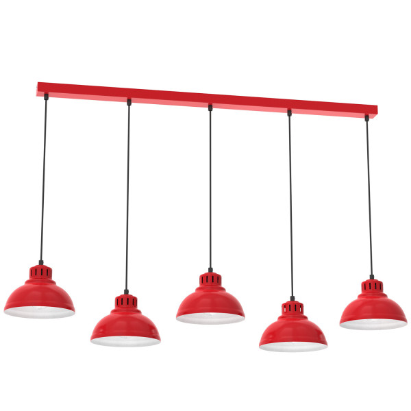 Lampa wisząca czerwony matowa-biała-czarna Sven 5xE27x15W Luminex 846605