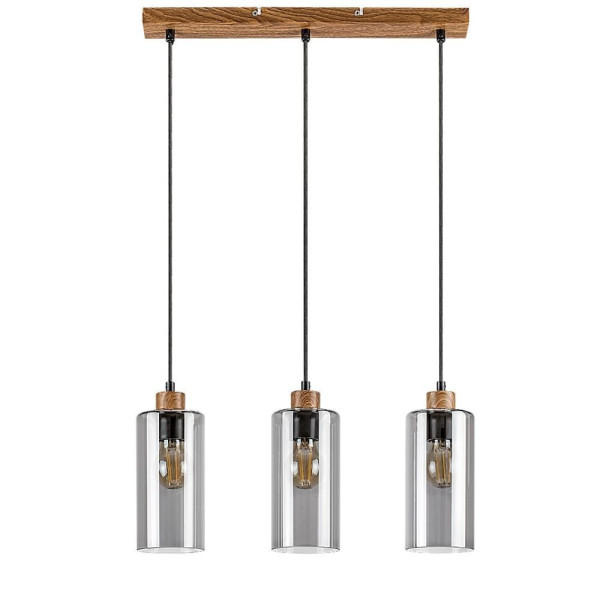 Lampa wisząca dąb-kolor dymny Tanno 3xE27x40W wym: 150x48x10 cm Rabalux 959186