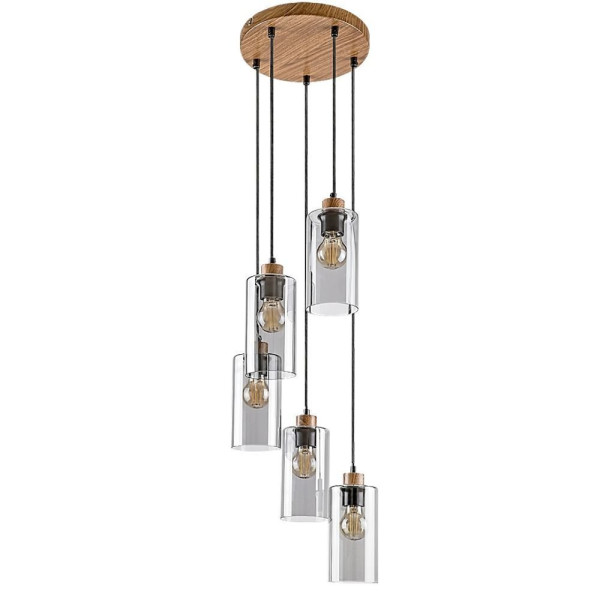 Lampa wisząca dąb-kolor dymny Tanno 5xE27x40W wym: 150x10x10 cm Rabalux 959145