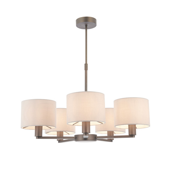 Lampa wisząca DALEY lniane abażury antyczny brąz 5xE14x15W IP20 Endon 991269