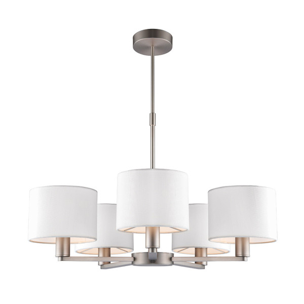 Lampa wisząca DALEY z abażurami biało-srebrna 5xE14x15W IP20 Endon 991242