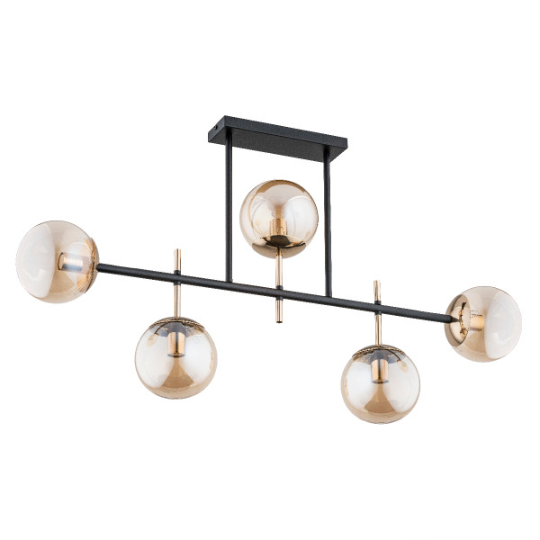 Lampa wisząca DALIA złote detale czarna 5xE14x10W wym:53x98x14cm IP20 Alfa 1019375