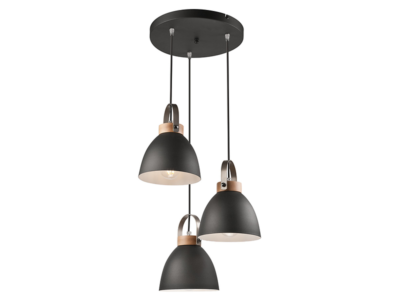 Lampa wisząca Danielle 3-punktowa stalowa czarna 54654