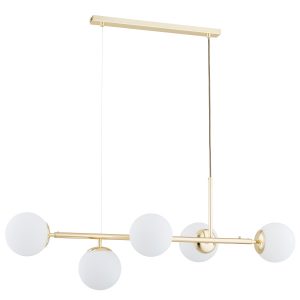 Lampa wisząca DANSA białe kule mosiężno-złota 5xE14x10W IP20 Alfa 1019174 Lampa wisząca DANSA białe kule mosiężno-złota 5xE14x10W IP20 Alfa 1019174