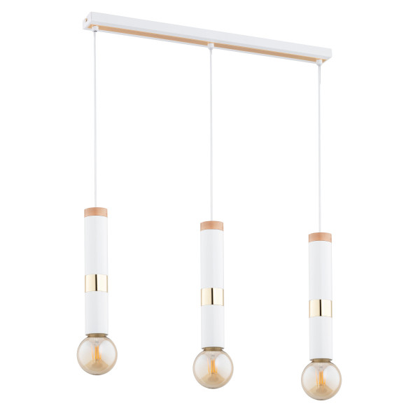 Lampa wisząca DEKOR drewniane elementy biała 3xE27x15W IP20 Alfa 1025329