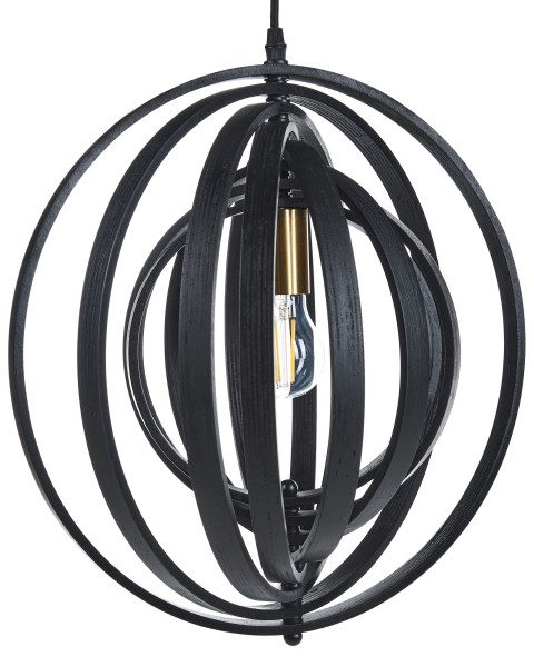 Lampa wisząca dekoracyjna drewniana czarna 624931