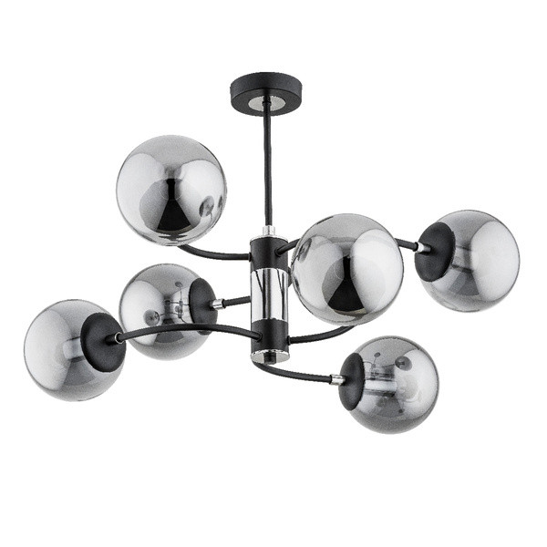 Lampa wisząca DEMA czarna-chromowana 6xE14x10W wym:43x62x62cm IP20 Alfa 1030200