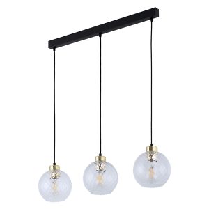 Lampa wisząca Devon 3-punktowa 82 cm metalowa złoto-czarna 114168