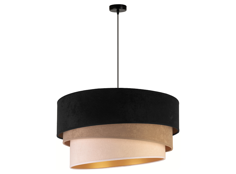 Lampa wisząca Devon welurowa czarno-beżowa 333711
