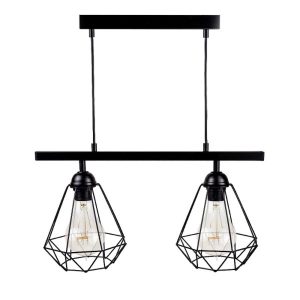 Lampa wisząca Diamante czarna podwójna metalowa nad wyspę kuchenną 2xE27 1043623 Lampa wisząca Diamante czarna podwójna metalowa nad wyspę kuchenną 2xE27 1043623