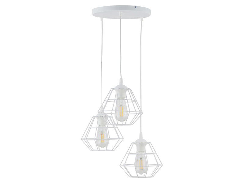 Lampa wisząca Diamond New 3-punktowa metalowa biała 44022