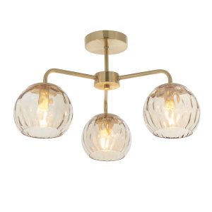 Lampa wisząca DIMPLE satynowa mosiężna 3xE14x15W IP20 Endon 1030331 Lampa wisząca DIMPLE satynowa mosiężna 3xE14x15W IP20 Endon 1030331