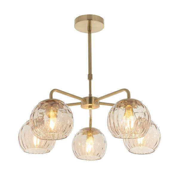 Lampa wisząca DIMPLE satynowa mosiężna 5xE14x15W wym:62x59x59cm IP20 Endon 1025495