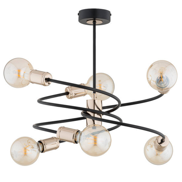 Lampa wisząca DISCO czarna-stare złoto 6xE27x15W wym:53x46x46cm IP20 Alfa 1030164
