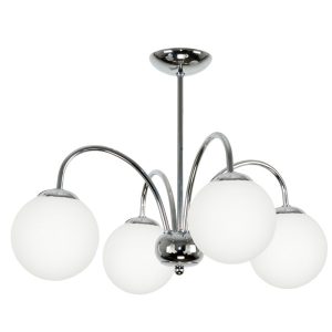 Lampa wisząca do salonu kule białe chrom EDYLIT 4xE14 DORIN 7-261 1048248 Lampa wisząca do salonu kule białe chrom EDYLIT 4xE14 DORIN 7-261 1048248