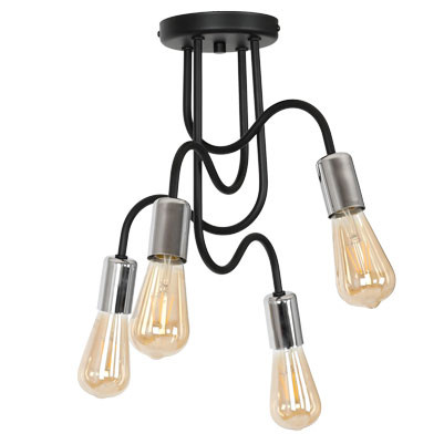 Lampa wisząca Dow czarny mat-chromowana 4xE27x15W IP20 Luminex 1030175