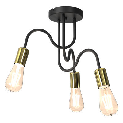 Lampa wisząca Dow czarny mat-złoty połysk 3xE27x15W IP20 Luminex 1030161