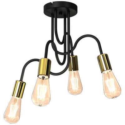 Lampa wisząca Dow czarny mat-złoty połysk 4xE27x15W IP20 Luminex 1030168