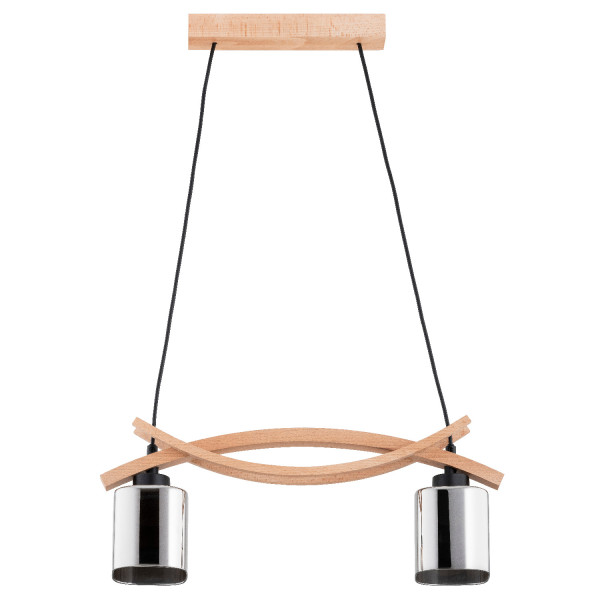 Lampa wisząca drewniana-chromowana-czarna NASA 2xE27x15W Alfa 841567