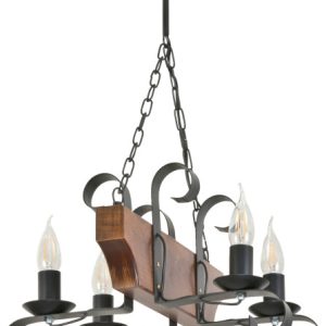 Lampa wisząca drewniana retro do salonu 4xE14 NIKOLAS 11-971 1048879