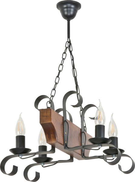 Lampa wisząca drewniana retro do salonu 4xE14 NIKOLAS 11-971 1048879