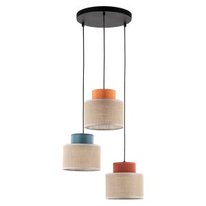 Lampa wisząca Duo Juta 3-punktowa 110 cm tkaninowa mix kolorów 266222 Lampa wisząca Duo Juta 3-punktowa 110 cm tkaninowa mix kolorów 266222