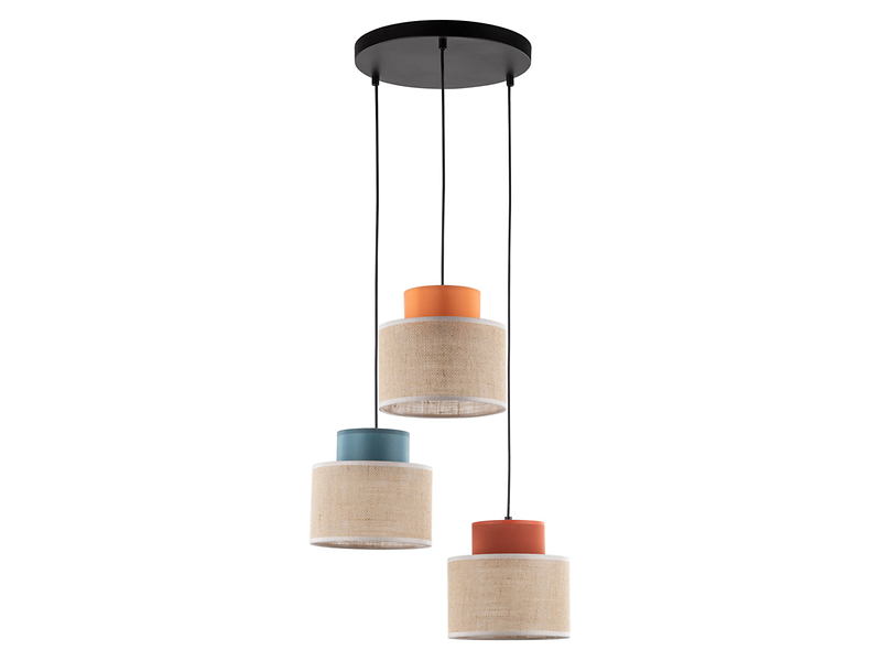 Lampa wisząca Duo Juta 3-punktowa 110 cm tkaninowa mix kolorów 266222