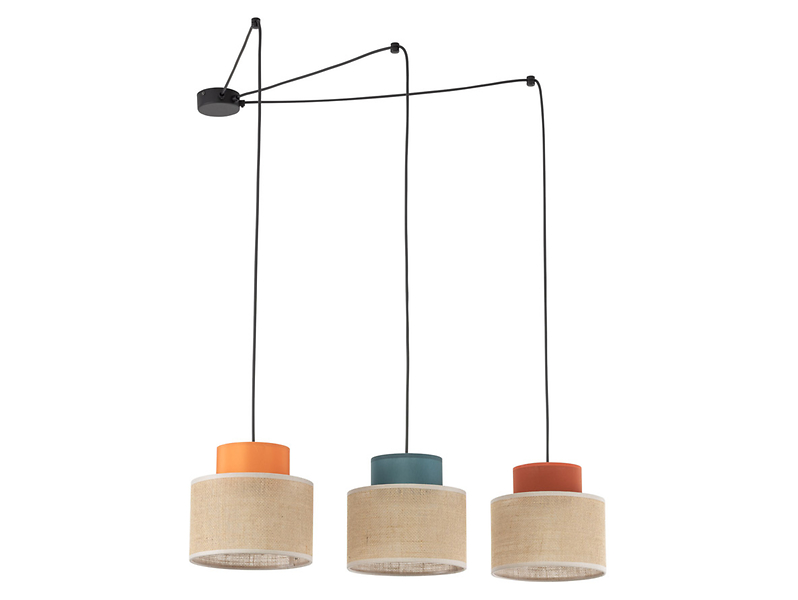 Lampa wisząca Duo Juta 3-punktowa 210 cm tkaninowa mix kolorów 266223