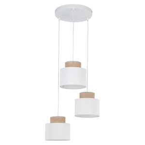 Lampa wisząca Duo White 3-punktowa 110 cm tkaninowa biała 266215 Lampa wisząca Duo White 3-punktowa 110 cm tkaninowa biała 266215
