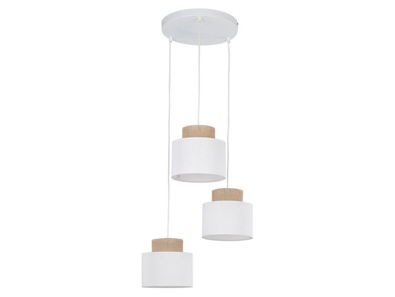 Lampa wisząca Duo White 3-punktowa 110 cm tkaninowa biała 266215