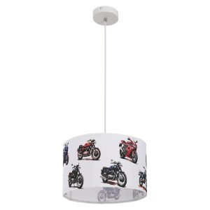Lampa wisząca dziecięca 30 cm Motocykle tkanina 995300 Lampa wisząca dziecięca 30 cm Motocykle tkanina 995300