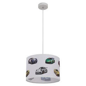 Lampa wisząca dziecięca 30 cm Samochody tkanina 995299 Lampa wisząca dziecięca 30 cm Samochody tkanina 995299