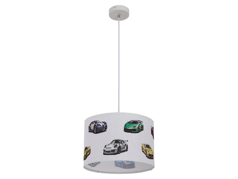 Lampa wisząca dziecięca 30 cm Samochody tkanina 995299